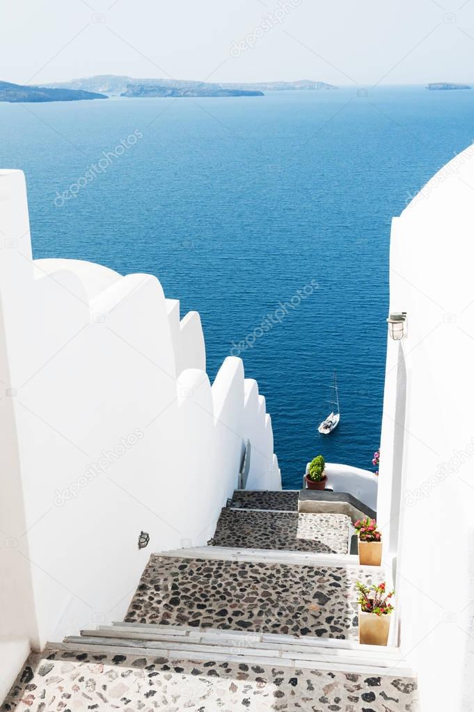 Stairs to the sea. Santorini island, Greece. 