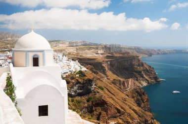 Yunanistan 'ın Santorini adasında beyaz mimari