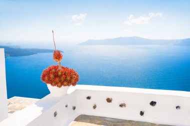 Santorini Island, Yunanistan. Seçici odak.