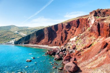 Yunanistan 'ın Santorini Adası' ndaki Kızıl Sahil