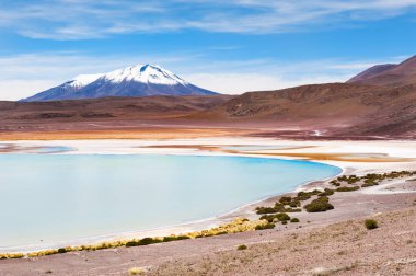 Yüksek irtifa lagün ve volkan Altiplano, Bolivya Platosu üzerinde