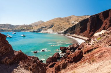 Yunanistan 'ın Santorini Adası' ndaki Kızıl Sahil