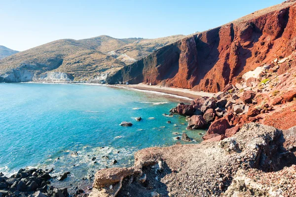 Yunanistan 'ın Santorini Adası' ndaki Kızıl Sahil. 