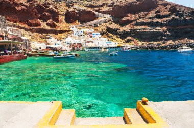 Santorini Island, Yunanistan Oia köyde eski bağlantı noktası