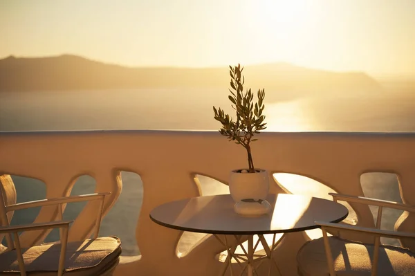 Gyönyörű naplemente Santorini szigeten, Görögországban. — Stock Fotó