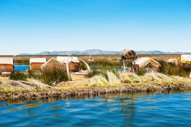 Titicaca gölü: Puno, Peru Uros yüzen ada