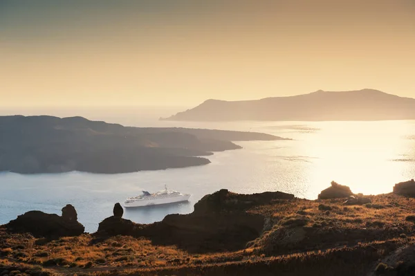 Gyönyörű naplemente: Santorini-sziget, Görögország — Stock Fotó