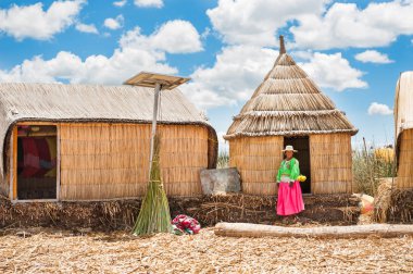 Titicaca gölü: Puno, Peru Uros yüzen ada