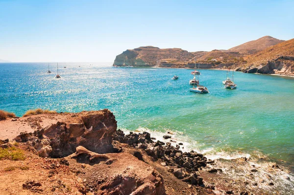 Yunanistan 'ın Santorini Adası' ndaki Kızıl Sahil. 