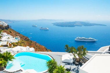 Yunanistan 'ın Santorini adasında beyaz mimari