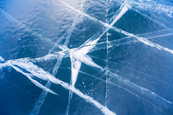 Glace Bleue Sur Lac Gelé Hiver Nature Fond — Photo