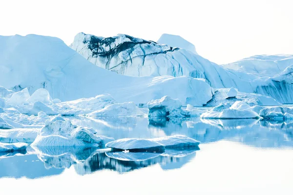 Velké Iblue Cebergs Ilulissat Ledovce Při Západu Slunce Ilulissat Západní — Stock fotografie