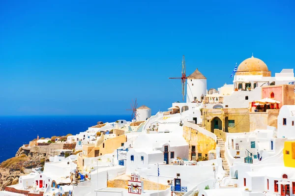 Architettura Bianca Nella Città Oia Sull Isola Santorini Grecia Famosa — Foto Stock