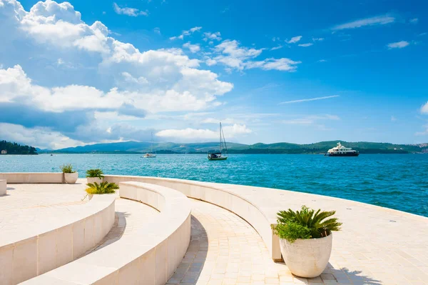 Beautiful Sea Promenade Tivat Montenegro Kotor Bay Adriatic Sea Famous — Stock Photo, Image