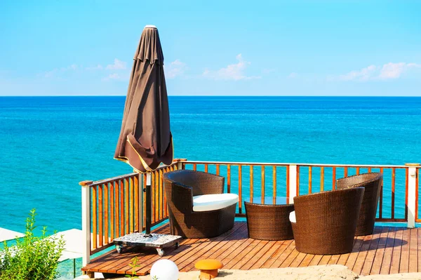 Cafe Beach Sea View Kemer Turkey Summer Landscape Famous Travel — Stock Photo, Image