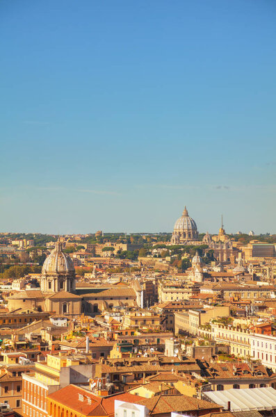 Aerial view of Rome with the Papal Basilica of St. Peter