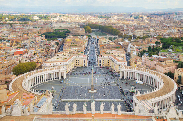 Aerial view of Rome as seen from the Papal Basilica of St. Peter