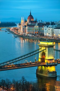Budapeşte genel bakış gün batımında