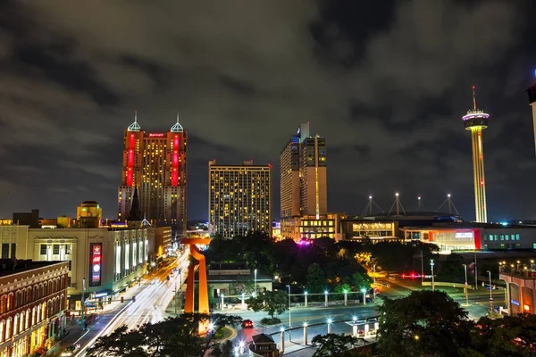 Vista aérea nocturna de San Antonio — Foto de Stock