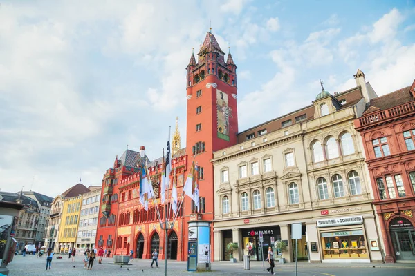 Marktplatz with the Rathaus in Basel — Stock Photo, Image