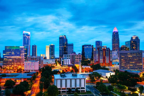 Panoramica del centro di Charlotte Fotografia Stock