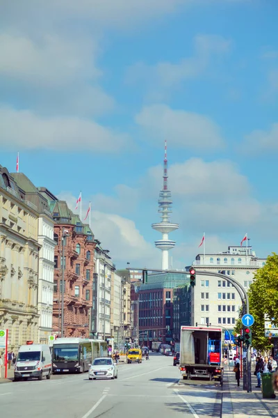 Hamburg Stadsbilden Med Heinrich Hertz Turm Kommunikation Torn — Stockfoto