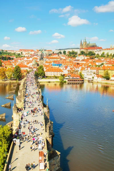 Vista Aérea Praga Com Catedral São Vito Segundo Plano — Fotografia de Stock