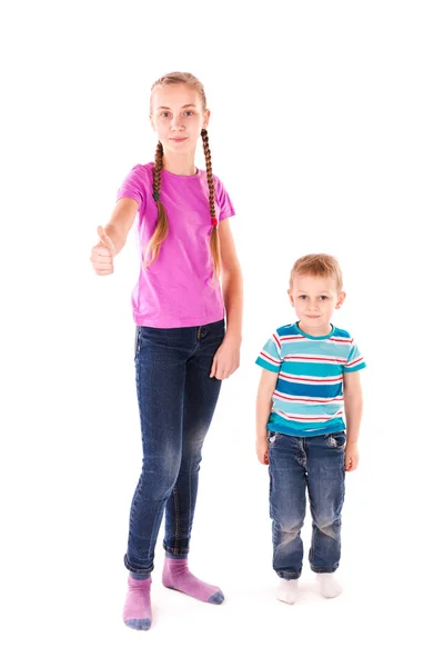 Niños felices con pulgares arriba —  Fotos de Stock