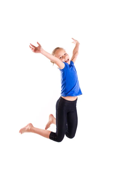 Active happy little girl jumping — Stock Photo, Image