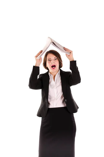 Mujer de negocios frustrada y estresada con el trabajo —  Fotos de Stock