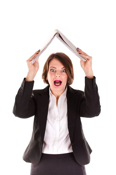 Business woman frustrated and stressed with work — Stock Photo, Image