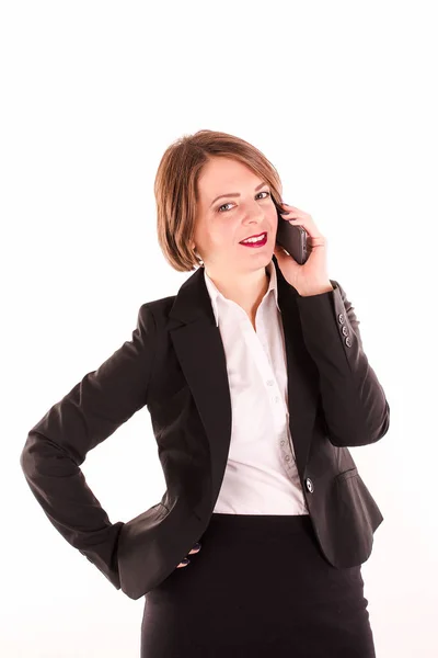 Middle aged business woman talking on mobile phone — Stock Photo, Image