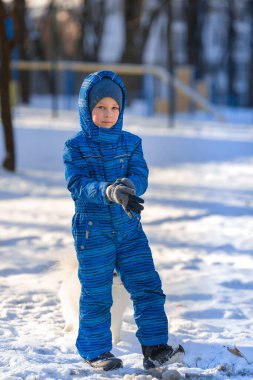 Parkta köpek eğiten küçük bir çocuk.