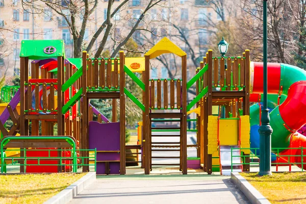 Children Playground Castle Swings Slides Park Outdoor — Stock Photo, Image