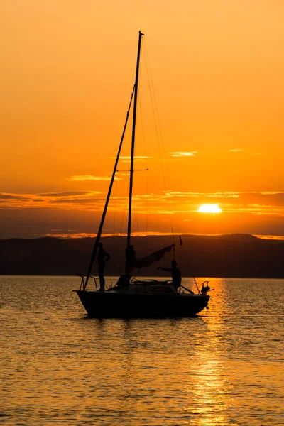 Belo pôr do sol em Balaton — Fotografia de Stock