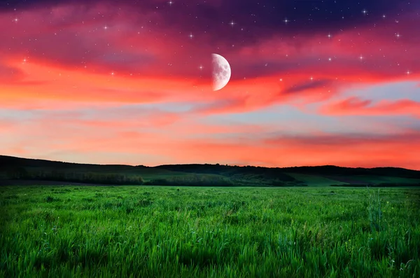 View on orange night sky — Stock Photo, Image