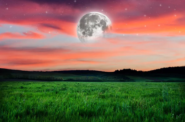 View on orange night sky — Stock Photo, Image