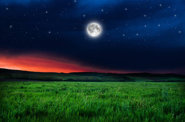 View on blue night sky background. Elements of this image furnished by NASA