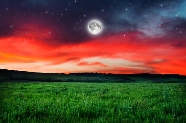 View on orange night sky — Stock Photo, Image