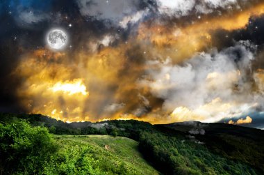 güzel pastoral gece arka plan