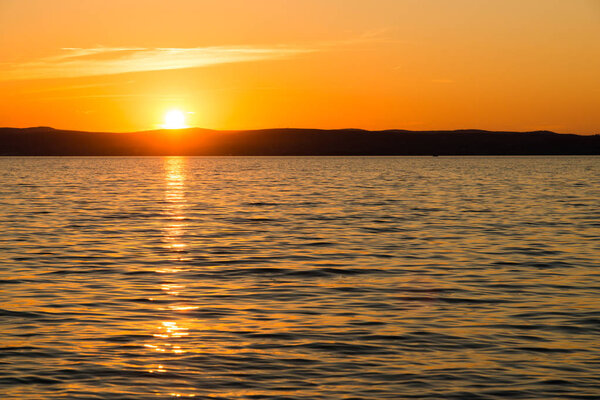 sunset sky above Balaton lake 