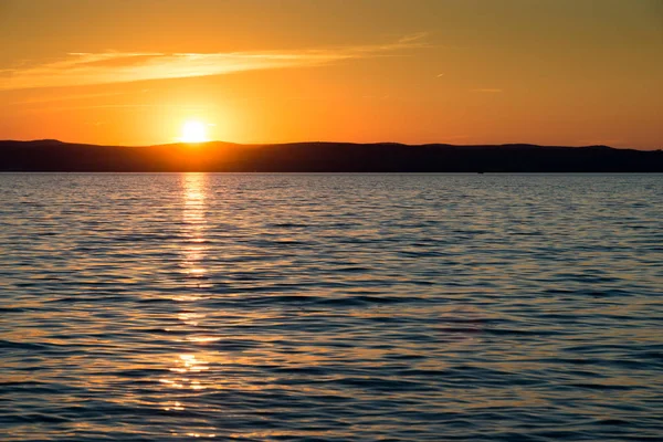 Zachód Słońca Niebo nad jeziorem Balaton — Zdjęcie stockowe