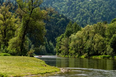 Polonya 'nın Pieniny Milli Parkı' ndaki Dunajec nehri boyunca yüzen Dunajec Nehri, Polonya 'da tekne raftingi için popüler bir turistik bölge.