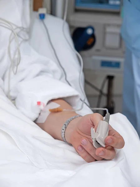 Pulse Oximeter Patient Hand Sugery Equipment — Stock Photo, Image