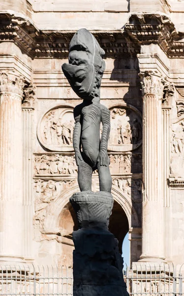 Estatuas Mármol Roma Arco Constantino Escultura Moderna Cerca —  Fotos de Stock