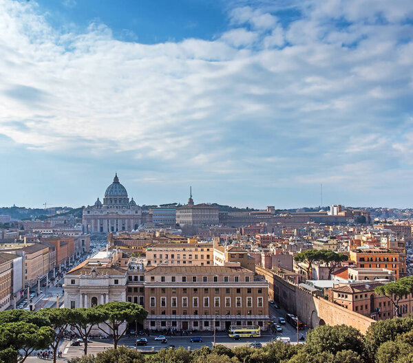 Rome city panoramic view. Beautiful panorama of Rome, Rome Rooftop view, Italy