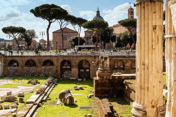 Ancient part of Rome city. Trajan's Forum. Italy	