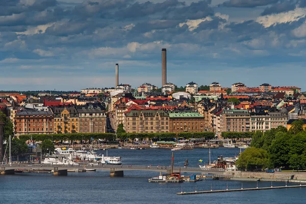 Vista Panorâmica Cidade Velha Gamla Stan Estocolmo Suécia Verão — Fotografia de Stock