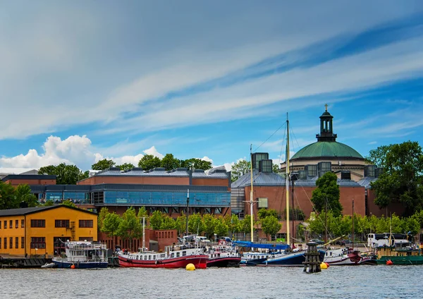 Bateaux Bateaux Amarrés Quai Stockholm Suède — Photo