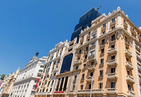 Madrid Deki Binaların Cephesi Madrid Caddesi Ndeki Spanyol Mimarisi — Stok fotoğraf